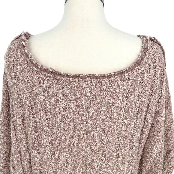 Free People Good Day Cropped Sweater Mauve Boucle Knit Size Small - Picture 6 of 13